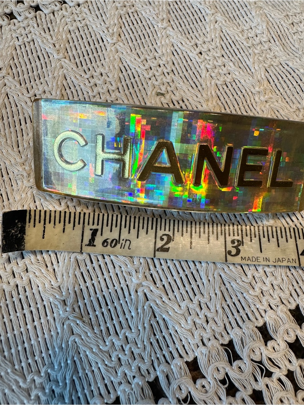 CHANEL Holographic Logo Barrette Gold. 1997